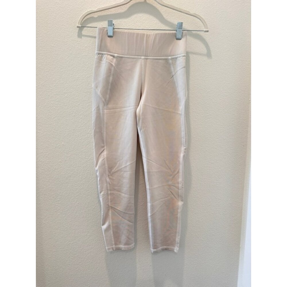Michi Women's Beige Solid Stretch Mid Rise Ankle Leggings Size Small